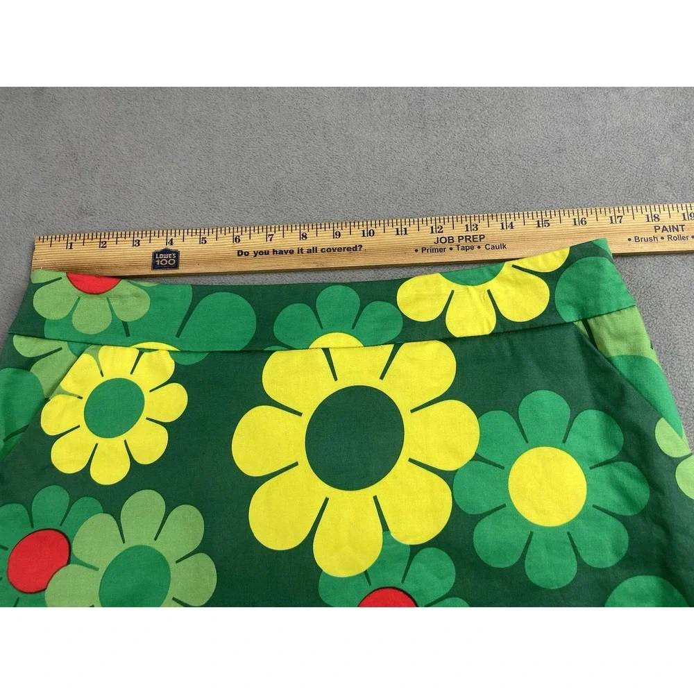 Loudmouth Skort Women 10‎ Green Flower Power Retro Pickleball Golf Active Skirt